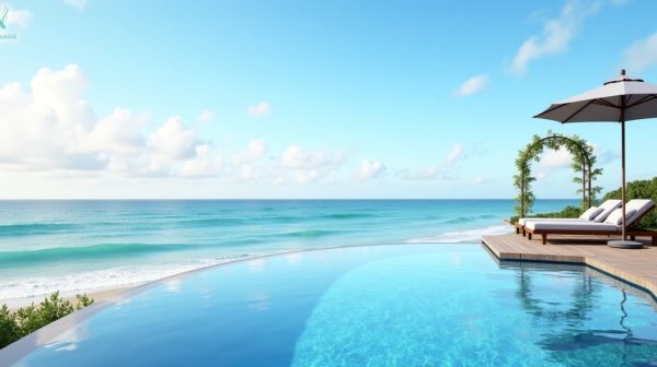 Design piscine coque avec plage avec Neptune Piscines